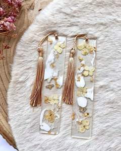 Hand Faulted Gold Leaf Textured Art Deco Round <b>Resin</b> Decorative <b>Bookmark</b> - Product Image 6