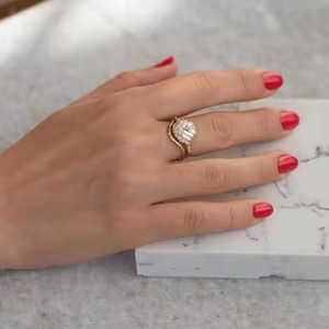 Joyería de plata fina Anillo de bodas Envío rápido Mujeres Corte brillante Plata de Ley 925 Anillos de compromiso con moissanita o CVD - Product Image 4