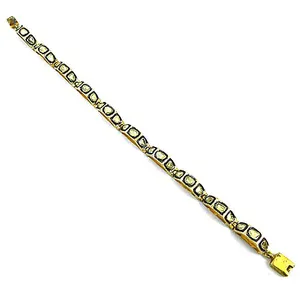 Pulsera de Mujer Chapada en Oro de 18K con Diamante Natural Corte Brillante Redondo, Estilo Clásico de Lujo para Uso Diario, Regalo, Color E - Product Image 1