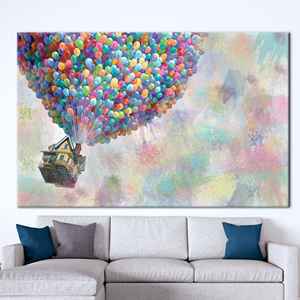 Lienzo Abstracto Vibrante: Impresión de Arte Arcoíris y Globos Aerostáticos, 1 Pieza: Enmarcado para Exhibición - Product Image 1