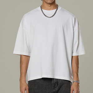 Heavy Weight Oversize T-shirt 100% Cotton <b>Cropped</b> Tshirts Custom Logo Boxy Fit Blank Streetwear T-shirt for <b>men</b> - Product Image 3