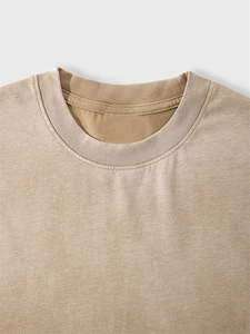 T-shirt personnalisé unisexe surdimensionné en coton tricoté 100 %, col rond, épaules tombantes, style chinois, streetwear, grandes tailles pour hommes - Product Image 3