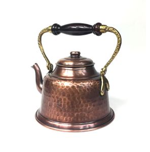 Théière en cuivre classique Maras Turquie, vintage, faite à la main, ensemble de thé et de café classique, élégant, 1L, de qualité supérieure, écologique, couleur oxyde - Product Image 2