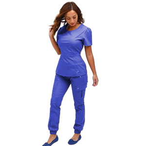 Uniforme de gommage médical vert 100% gommages en polyester pour femmes gommages ensemble extensible - Product Image 6