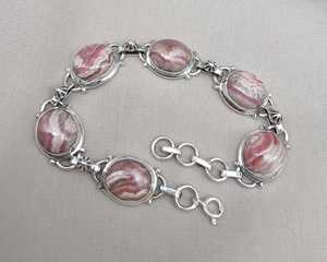 Rhodochrosite 925 <b>Sterling</b> <b>Silver</b> Bracelet Handmade Gemstone For Women Artisan Boho Ethnic Jewelry Fashion - Product Image 5