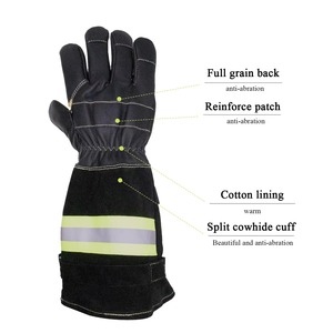 Fourniture d'usine 40CM allongé Double cuir de vachette gants de pompier pompier - Product Image 4
