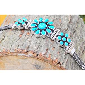 Handmade 925 Sterling Silver <b>Bracelet</b> with Natural Turquoise Gemstone Gold Plated Gift for Girls and Women - Product Image 4