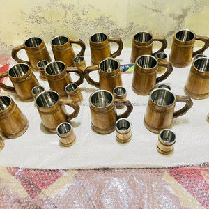Tasses à bière en acier inoxydable de baril en bois écologique tasse à bière allemande tasse à café créative avec poignée Falak World Export - Product Image 1