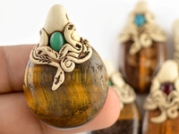 Mezcla de arcilla polimérica, collar con colgante de Ganesha de piedras preciosas, cabujón de cristal curativo de cuarzo, diseñador, joyería étnica hecha a mano, colgante de arcilla