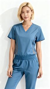 Uniformes Médicos de Alta Calidad al por Mayor para Mujer, Trajes Médicos de Diseño con Manga Corta y Cuello en V para Enfermeras - Product Image 4