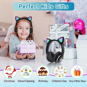 AKS28 Macaron Cat Ear Auriculares inalámbricos para niños LED Cambio de color BT Auriculares deportivos impermeables Dynamic FM <span class=keywords><strong>TF</strong></span> Teléfono móvil - Product Image 5
