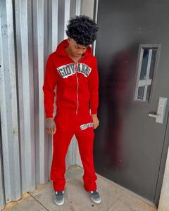 Wholesale Custom Washed Distressed <b>Zip</b>-Up <b>Hoodie</b> Sweatsuit Heavyweight Solid Vintage Tracksuit Sun-Faded Finish Embroidered - Product Image 6