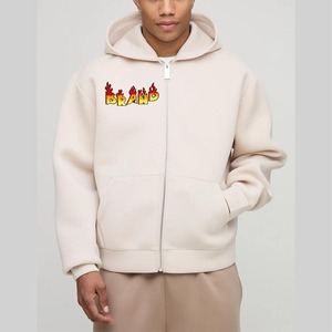 Sudadera con capucha y cremallera de peso pesado de corte holgado para hombre hecha a medida OEM con logotipo de impresión digital - Product Image 4