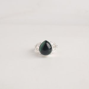 Bague en argent sterling 925 avec pierre précieuse en malachite de forme ovale en forme de cœur, certifiée IGI, bijoux de déclaration faits à la main, élégante pour femmes - Product Image 4