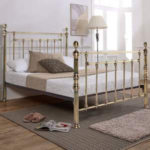 Estructura de cama de latón artesanal de primera calidad que combina la artesanía tradicional con las necesidades modernas de confort para el dormitorio. - Product Image 3