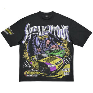 เสื้อยืดผ้าฝ้ายพิมพ์ลาย Dtg ทรงโอเวอร์ไซส์สำหรับผู้ชายลายกราฟฟิกแนววินเทจ260 100% ได้ตามที่ต้องการ - Product Image 3