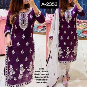 Nouvelles magnifiques tenues pakistanaises Shalwar Kameez Kurti, vêtements islamiques avec dupatta en coton, vente en gros, vêtements traditionnels, ensemble de kurtis en rayonne - Product Image 2