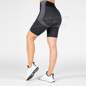 Pantalones cortos de entrenamiento de gimnasio de secado rápido con logotipo personalizado para mujer, pantalones cortos elásticos de cintura alta para correr, pantalones cortos de Yoga transpirables con patrón caliente - Product Image 2