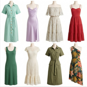 <b>Summer</b> Solid Casual Puff Sleeve Midi <b>Dress</b> Petite Versatile Women's Natural Waist Loose Fit Wholesale Delivery - Product Image 1