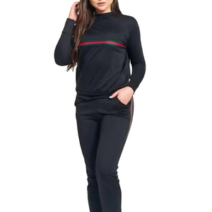 Cheap Custom Full Customization Training <b>Black</b> Color Tracksuits Embroidery Latest Design Sports Tracksuit set - Product Image 2