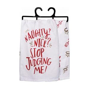 ¿2024 travieso agradable? Deja de juzgarme, tejido absorbente ultrasuave bordado, 100% algodón, toallas de cocina de Golf de clase alta gruesas - Product Image 1