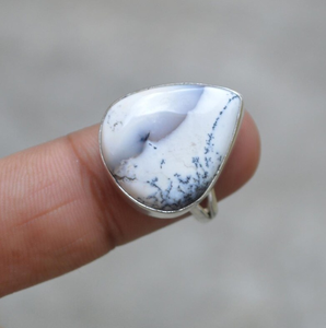 Conjunto de bisel de Plata de Ley 925 de ópalo dendrítico natural, anillo de declaración bohemio, joyería de piedras preciosas naturales exquisitas para elegancia - Product Image 5