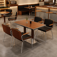 Meubles de restaurant américain, cantine, cafétéria, stand de restauration rapide, table de salle à manger en métal avec 4 chaises pour restaurant