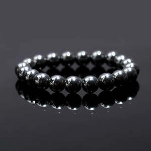 8 mm Smooth Round Hematite Bead 7 Inches Grounding Crystal <b>Bracelet</b> in Grey for Crystal Fans and Collectors - Product Image 3
