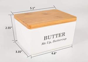 Plato de mantequilla de Color blanco de alta calidad con tapa de madera Mesa de comedor para el hogar Plato de mantequilla Plato de acero inoxidable hecho a mano al precio más bajo - Product Image 4