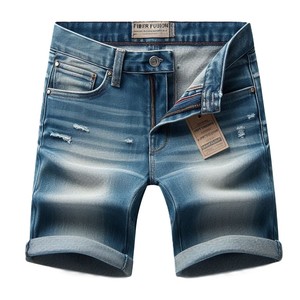 Pantalones cortos de mezclilla de cintura media con estilo hechos a medida, tela tejida transpirable, varios colores teñidos, ropa de calle informal de alta calidad, ligera - Product Image 1