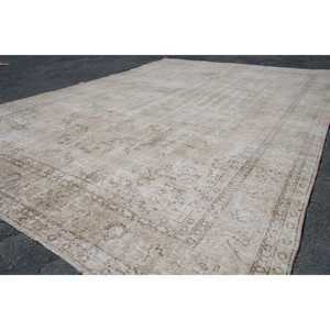 Alfombra Turca Vintage Extra Grande de 8.3x11.9 pies (252x362 cm), Alfombra Blanca con Diseño Floral - Product Image 3