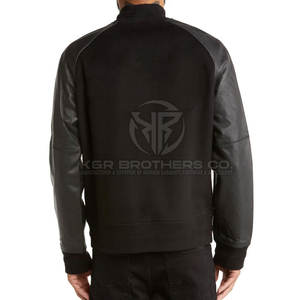 เสื้อแจ็กเก็ตทีมมหาวิทยาลัยแขนหนังของผู้ชายเสื้อแจ็คเก็ตบอมเบอร์แนวสปอร์ตย้อนยุคสำหรับลุคลำลองแนวสตรีท - Product Image 2