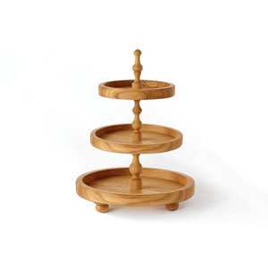 Bandeja de Servicio de Madera Blanca de 2 Niveles, Diseño Elegante, Hecha a Mano, para Decoración del Hogar, Bodas y Fiestas, Precio Razonable - Product Image 5