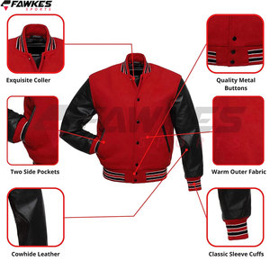 Venta al por mayor Varsity Jacket Letterman Jacket para hombres Hecho de mangas de cuero y cuerpo de lana Varsity Jacket - Product Image 2