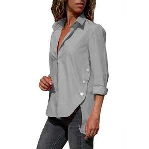 Camisas de alta calidad a rayas con bolsillos para mujer, blusas modestas, Tops, blusa, venta al por mayor, 2022 - Product Image 2