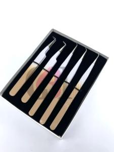 Pinzas para Extensión de Pestañas de Acero Inoxidable con el Mejor Diseño, Rectas, de 45 Grados, con Recubrimiento en Polvo de Doble Color, Antimagnéticas, de 90 Grados - Product Image 2