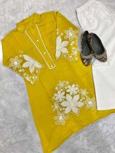 Femmes indiennes ethniques et Festival porter broderie haut et pantalon soie romaine avec broderie de fil de coton avec bordure Cutwork - Product Image 4