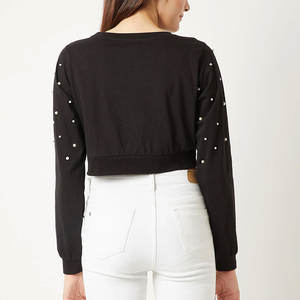 Crop top léger et facile à porter pour femme, à manches longues, imprimé floral, avec manches papillon - Product Image 3