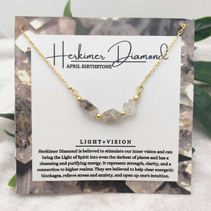 Vente en gros de colliers Mossanite équilibrant l'énergie personnalisables Pierre précieuse de chakra de guérison en diamant Herkimer brut avec breloque de pierre de naissance - Product Image 2