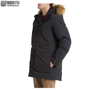 Custom Logo Winter Parka Jacket For <b>Men</b> Windproof <b>Long</b> Outdoor Warm <b>Padded</b> <b>Coat</b> Cotton Hood Canvas Fabric Pattern Decoration - Product Image 4