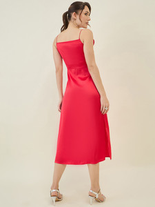 ชุดเดรสบอดี้คอนผ้าซาตินผ้าไหมหรูหราสำหรับผู้หญิงชุดฤดูร้อนเปิดหลังและระบายอากาศได้ดี - Product Image 3