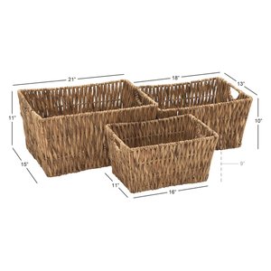 Boîte de rangement rectangulaire en jacinthe d'eau, panier en osier, organisateur, boîte de rangement, panier d'armoire utilitaire - Product Image 5