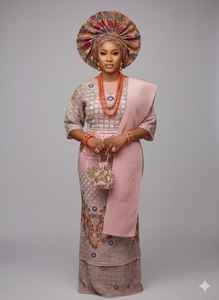 Vestido de Novia Étnico Africano Gele Grace 2026 para Niñas/Mujeres, Diseño Floral con Cuentas Hechas a Mano, Tejido Ecológico 100% Poliéster - Product Image 4