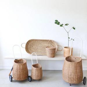 Rattan Wheel Luggy <b>Basket</b> Handmade <b>Woven</b> <b>Baskets</b> With Wheels Wholesale Premium Quality OEM Accept - Product Image 2