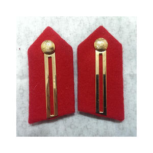 WOK Good Quality Officers Red Brass Gorget <b>Gold</b> Embroidery Patches Custom Collar Patches <b>Gold</b> Bullion Embroidered Metal Hat - Product Image 6