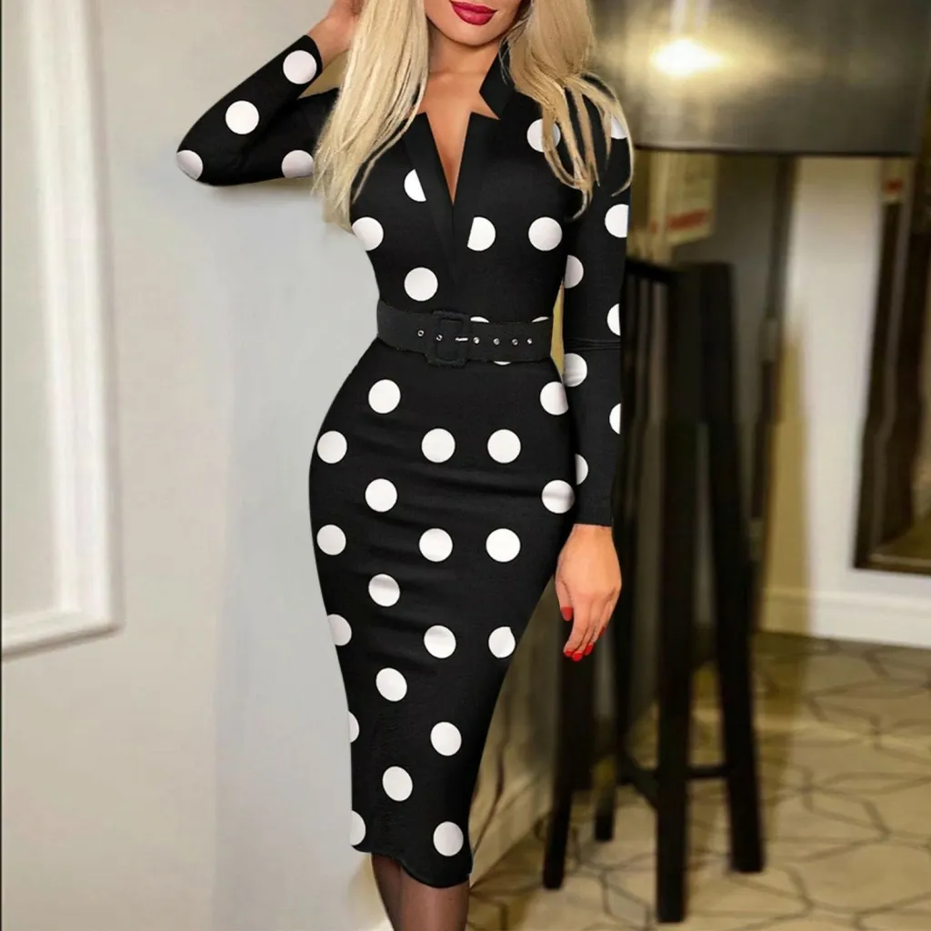 V yaka Polka Dot tüplü elbise kadınlar toptan elbise etek Gungoren moda Cummer koleksiyonu bahar elbiseler kadınlar