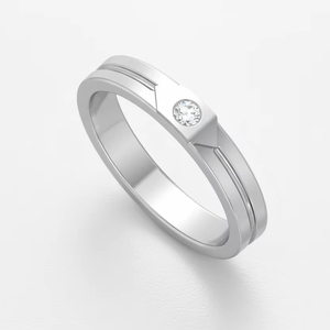 Women's 14K Gold & Natural Elegant Sleek Flush-Set Diamond <b>Band</b> <b>Ring</b> - Product Image 1