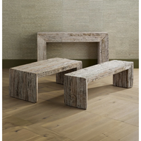 Banc vintage en bois recyclé poli, design sans dossier, pour intérieur/extérieur, sans coussin, non pliable, idéal pour la remise des diplômes