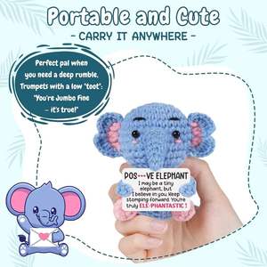 Muñeco de Elefante Azul Tejido a Crochet, Ideal para Decoración del Hogar u Oficina, Personalizable, Venta al Por Mayor, Directo de Fábrica - Product Image 5