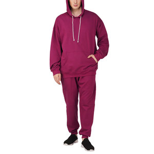 Conjunto de chándal de hombro caído de Jersey de color sólido para hombre con logotipo personalizable de color de contraste para cantidad a granel - Product Image 6